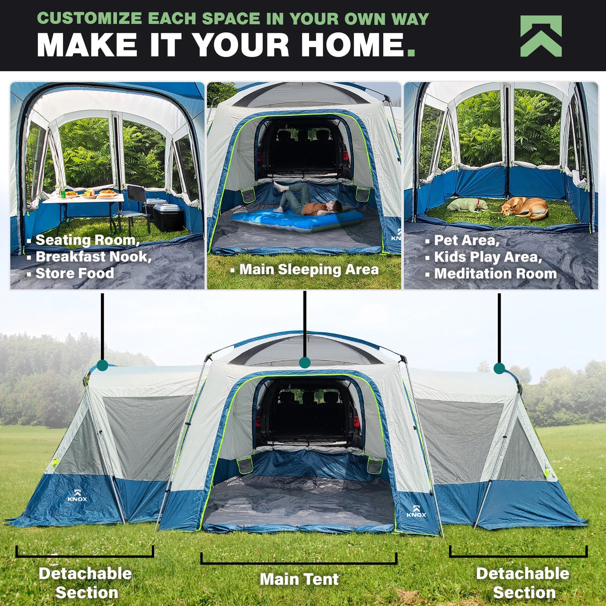 10-Person SUV Tent with 2 Screen Rooms Rainfly Q713