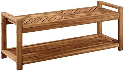 48 Chevron Acacia Wood Patio Storage Bench D7962