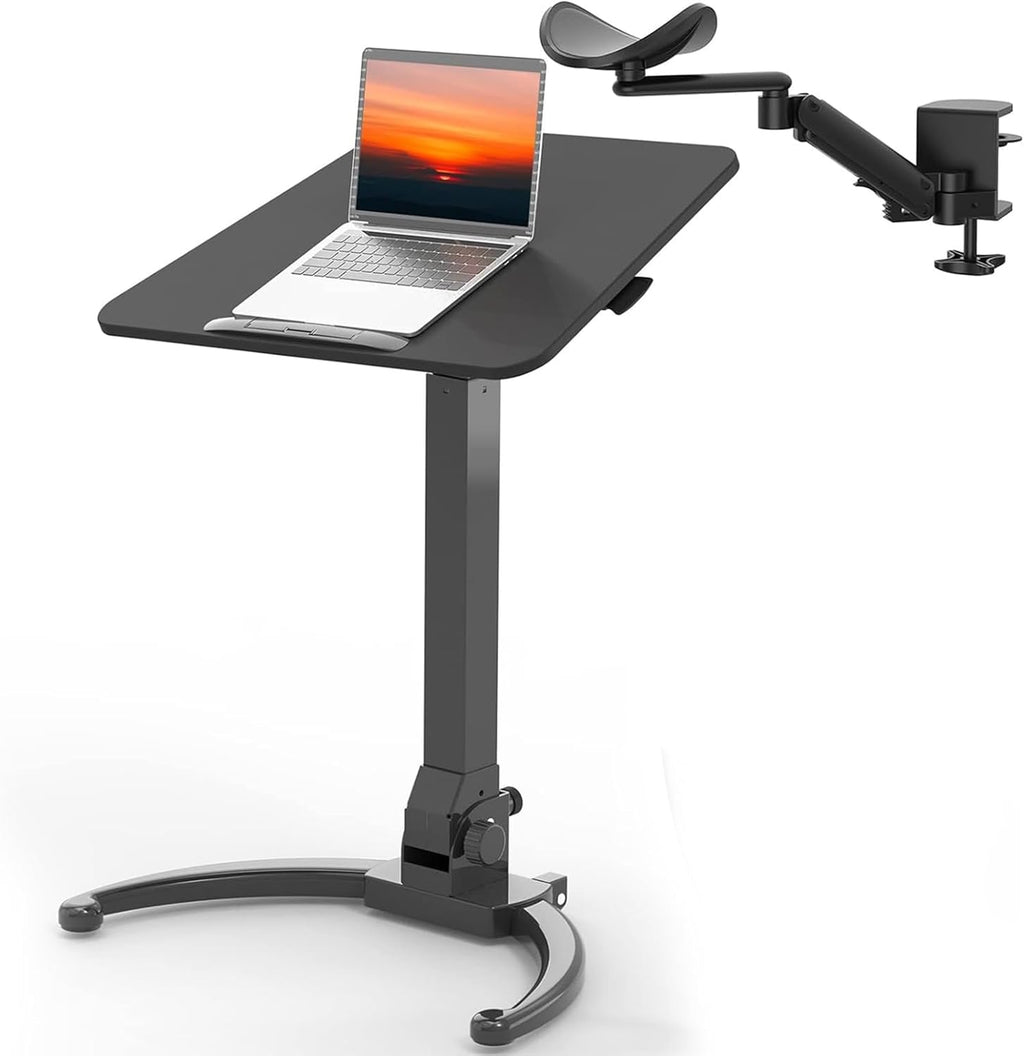 Foldable Mobile Standing Desk with Ergonomic Rotating Elbow Cushion Pad M693746