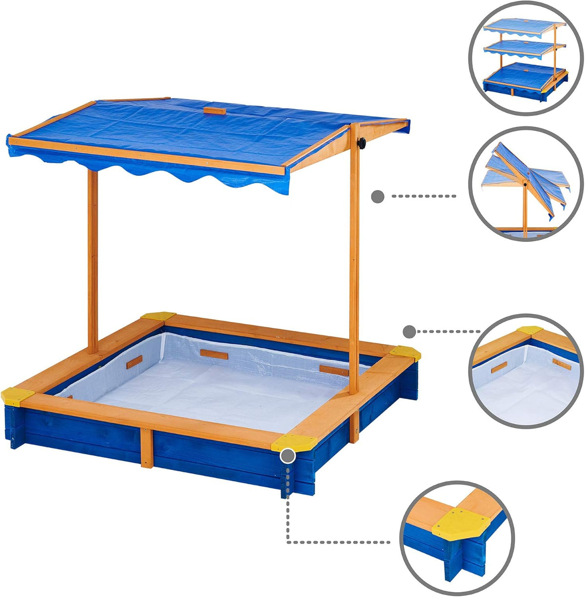 Wooden Outdoor Kids Sandbox with Canopy L408304