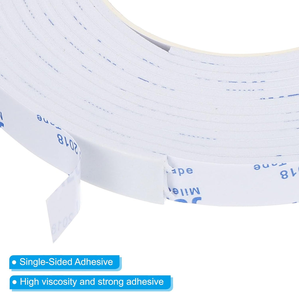 5m/16.4ft White Sealing Foam Tape, 15mm Wide 3mm Thick Single Sided Weather Stripping V19683