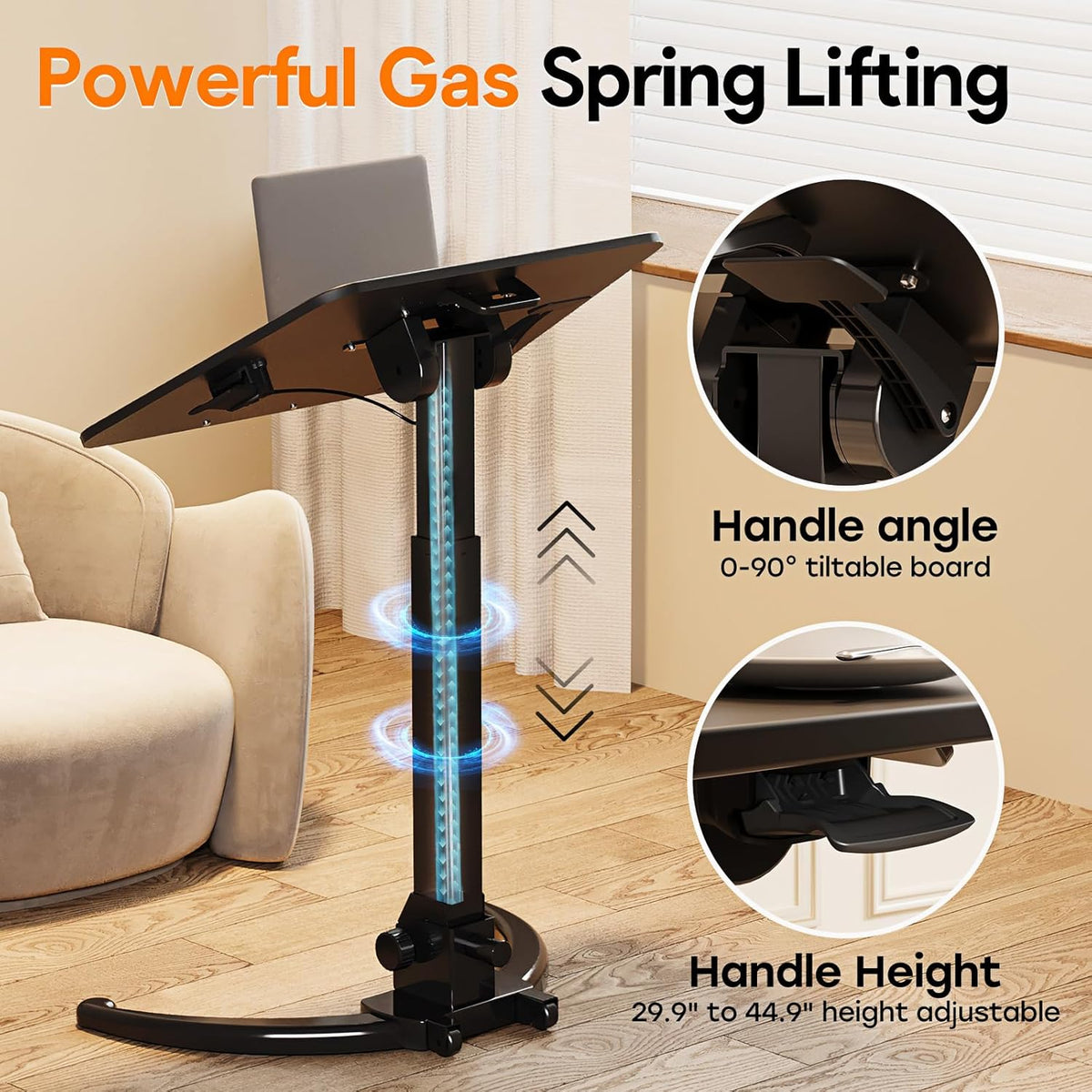 Foldable Mobile Standing Desk with Ergonomic Rotating Elbow Cushion Pad M693746