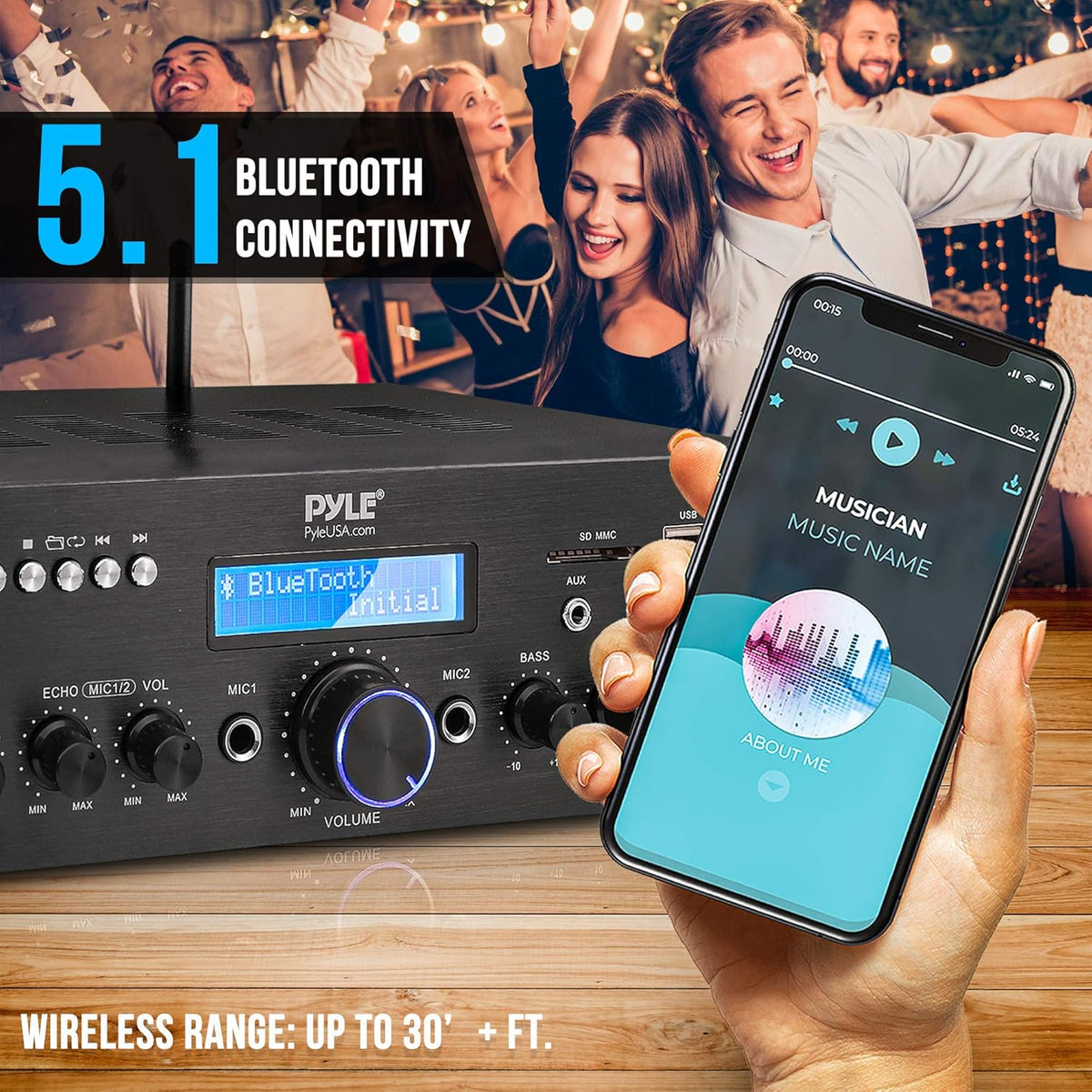 200W Dual Channel Wireless Microphone Power Amplifier System U980