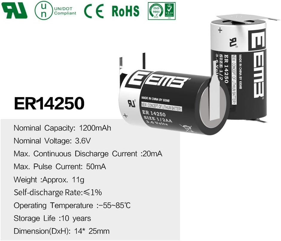 3.6V Lithium Battery 1/2 AA Size 1200mAh U620673