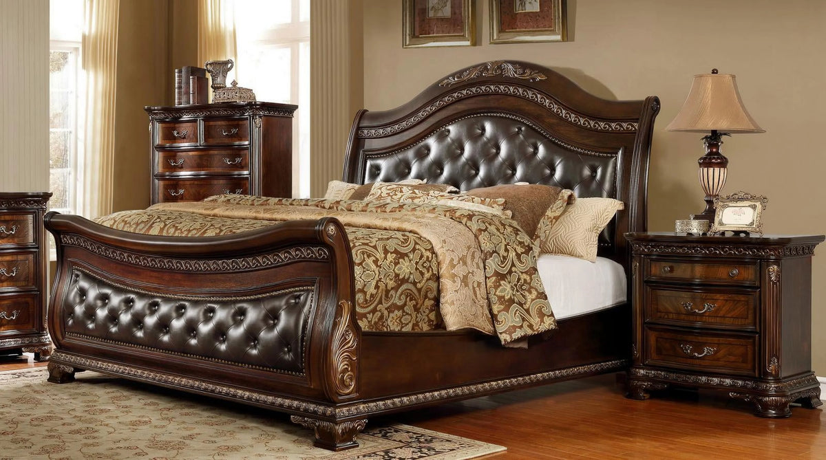King Size Leather Headboard Bedroom Set 3Pcs W19285