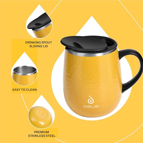 16 oz Insulated Stainless Steel Coffee Mug with Handle and Lid, Ocean Blue P784868