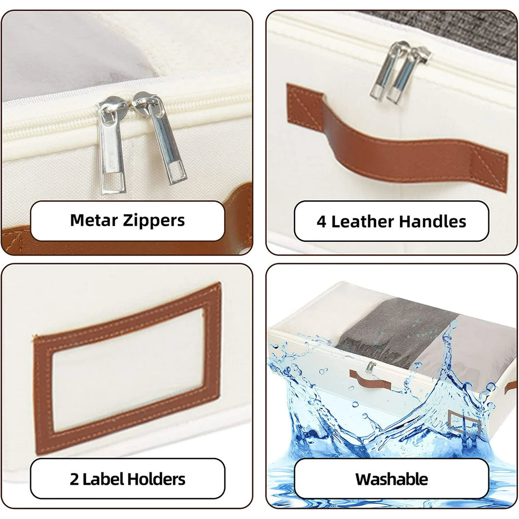Beige Collapsible Underbed Storage Bag, 2 Pack Z62619