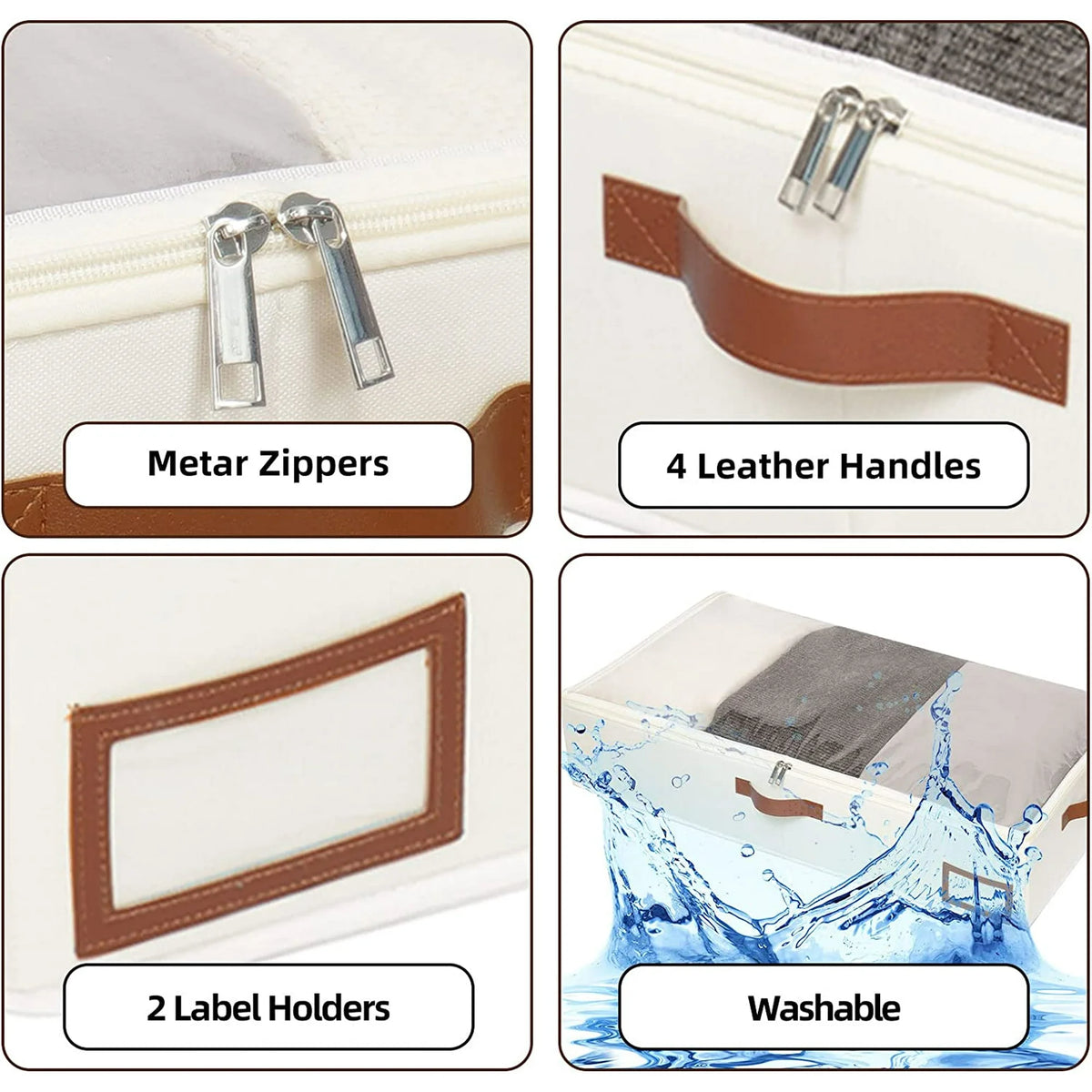 Beige Collapsible Underbed Storage Bag, 2 Pack Z62619