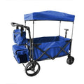 Blue Foldable Outdoor Utility Wagon Cart with Canopy V9683