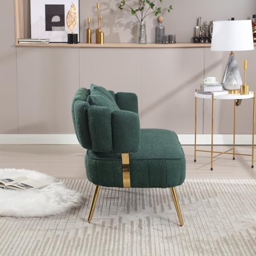 Beige Polyester 2-Seater Loveseat Sofa with Pillow W555642