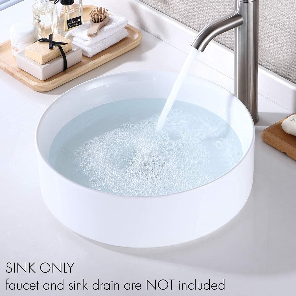 16 Inch Round White Ceramic Vessel Sink C722