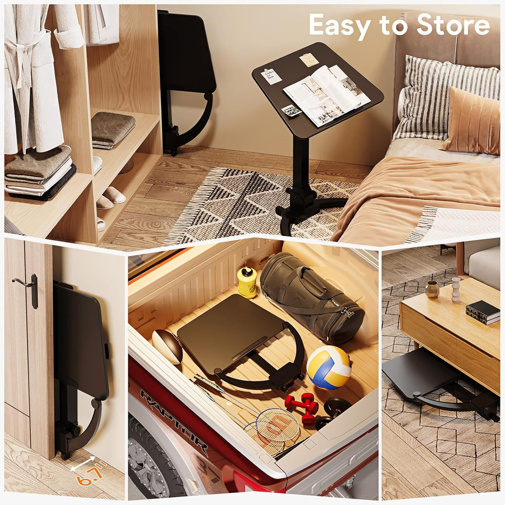 Foldable Mobile Standing Desk with Ergonomic Rotating Elbow Cushion Pad M693746