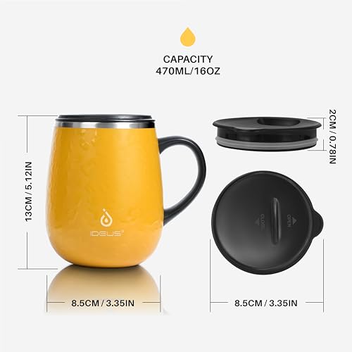16 oz Insulated Stainless Steel Coffee Mug with Handle and Lid, Ocean Blue P784868