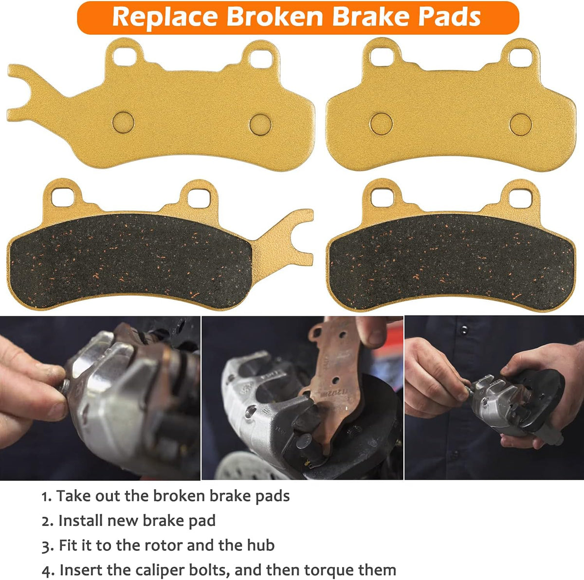 Brake Pads Front & Rear Replacement Severe Duty Metal 4 Set F730