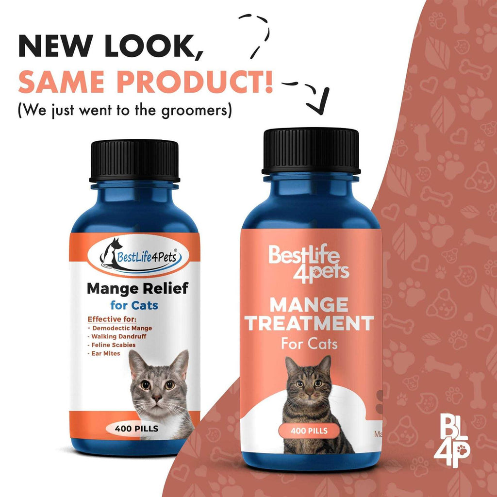 Demodectic Mange and Scabies Relief for Cats Ear Mites & Itch Relief Supplements A4056