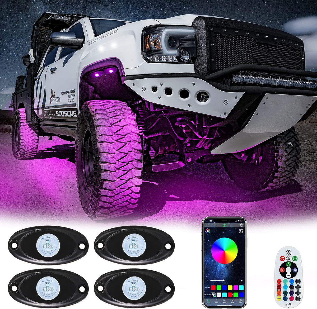 RGB LED Rock Lights 4PODS J801007