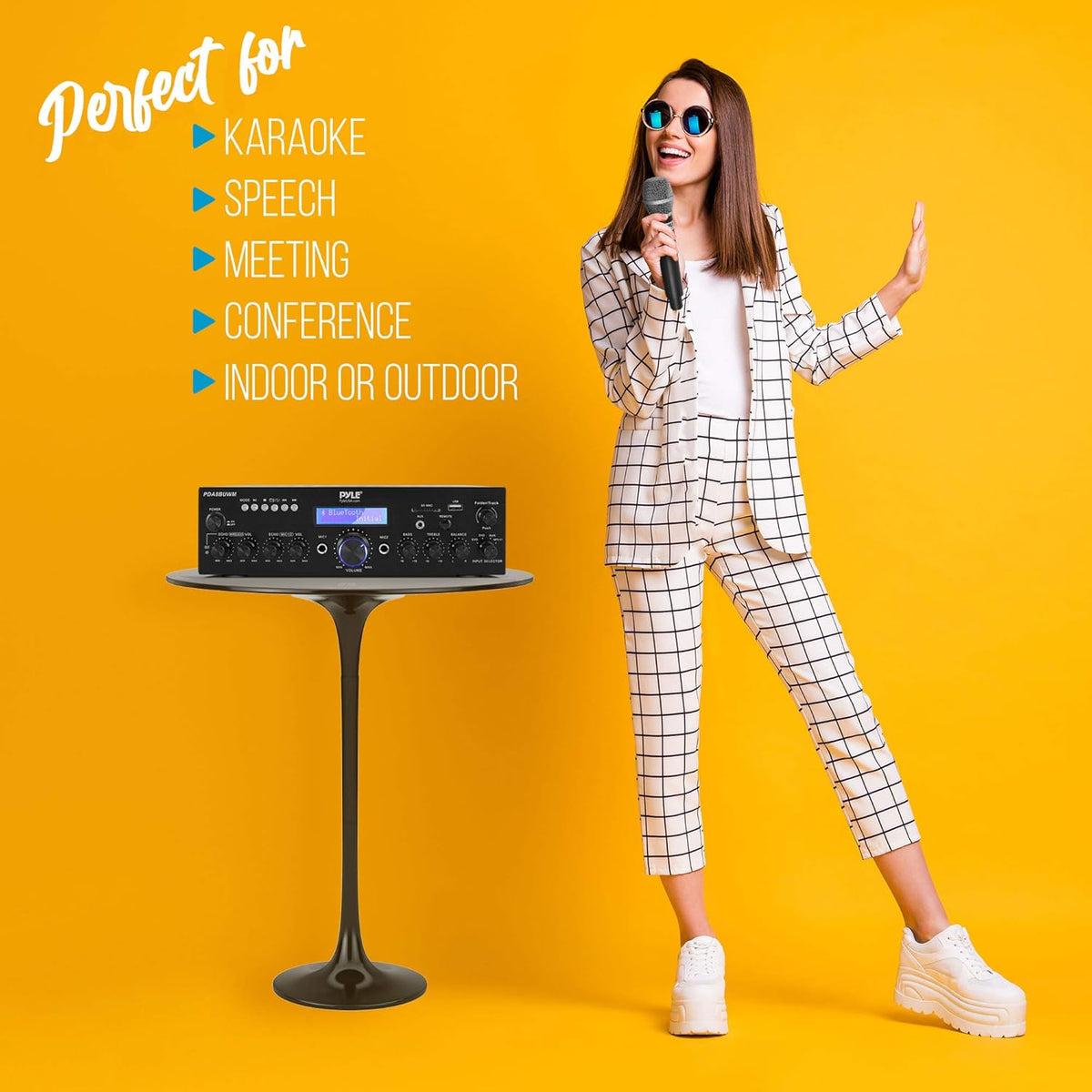 200W Dual Channel Wireless Microphone Power Amplifier System U980