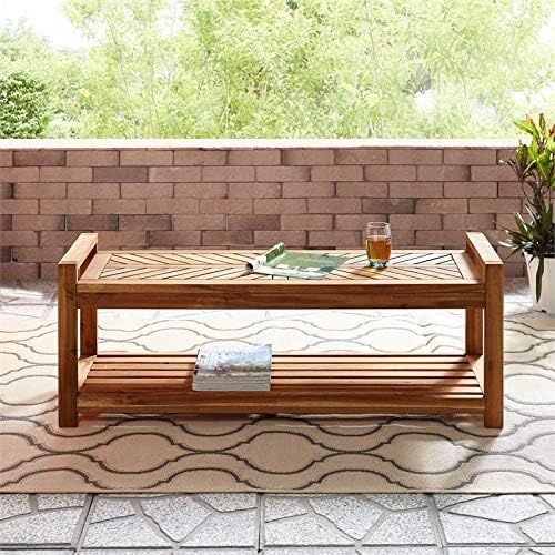 48 Chevron Acacia Wood Patio Storage Bench D7962