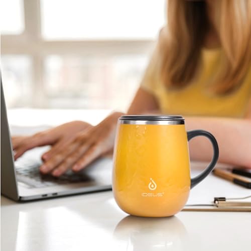 16 oz Insulated Stainless Steel Coffee Mug with Handle and Lid, Ocean Blue P784868