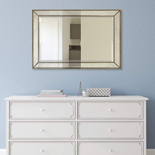 1"-Beveled Center Antique Mirror, Solid Wood Frame, 24" x 54", Champagne J651347