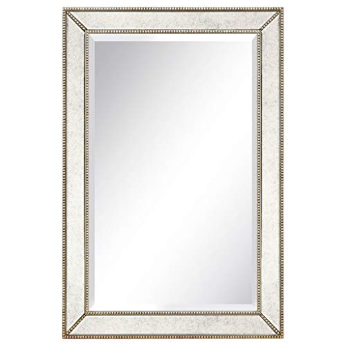 1"-Beveled Center Antique Mirror, Solid Wood Frame, 24" x 54", Champagne J651347