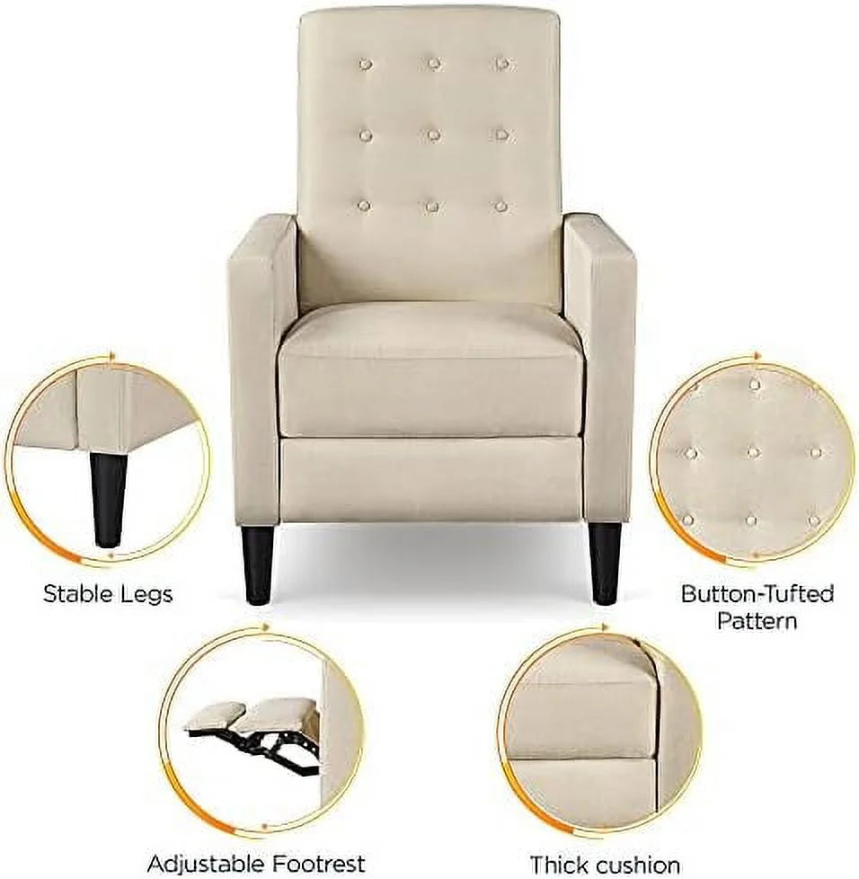 Fabric Recliner Chair with Thicker Seat Cushion Pocket Spring J615