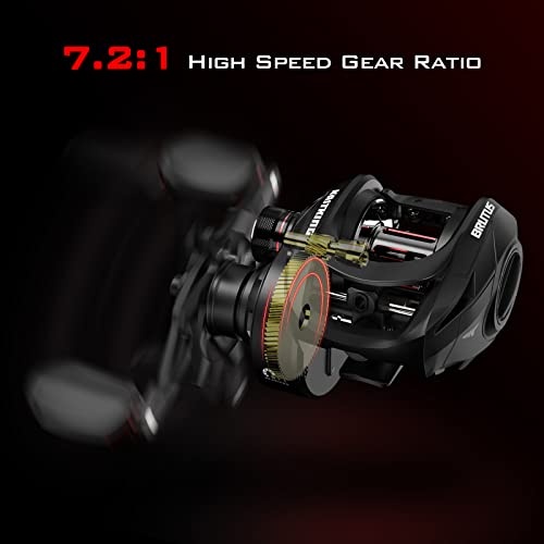 Graphite Frame Baitcasting Fishing Reel, 7.2:1 Gear Ratio, 17.6LB Carbon Fiber Drag C343