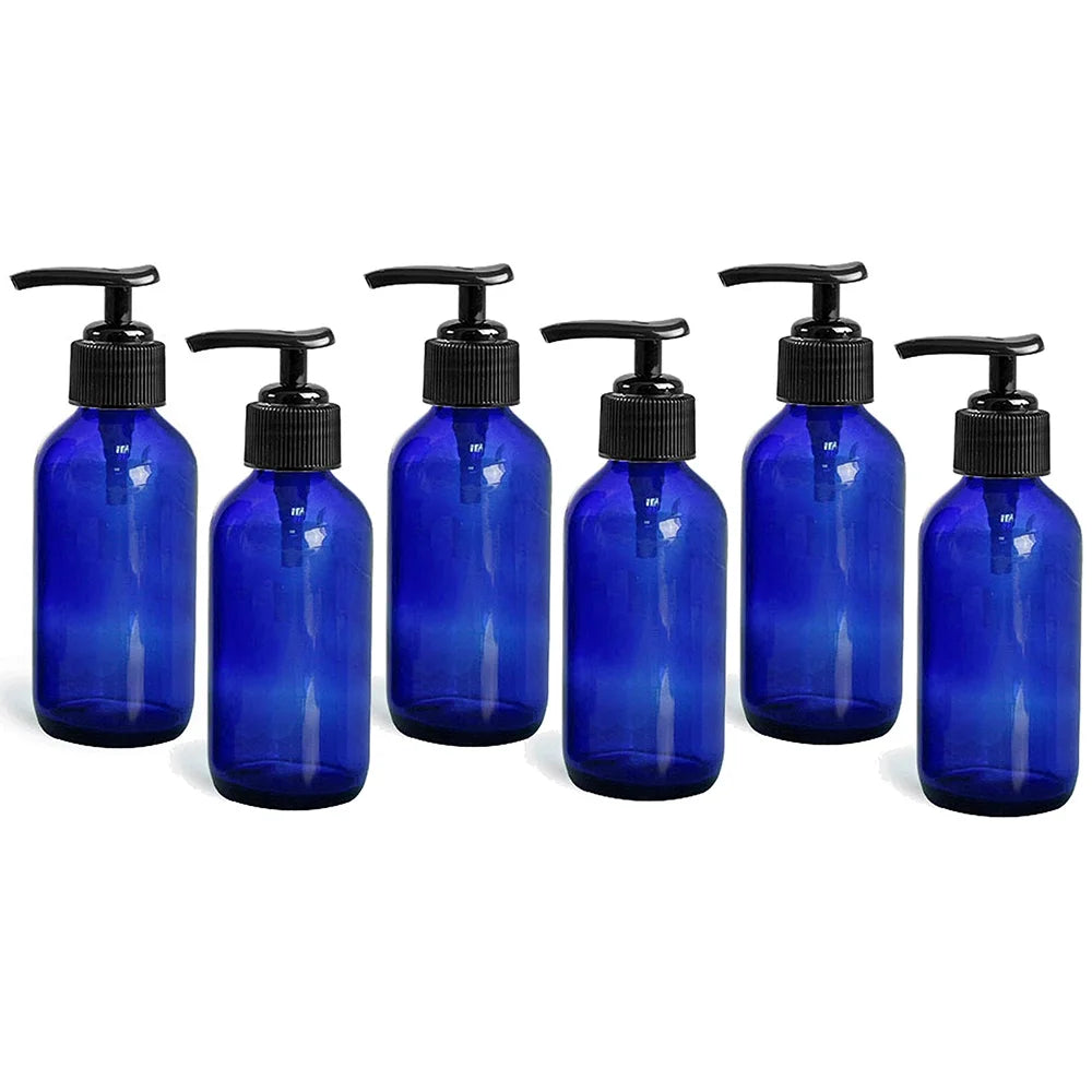 Cobalt Blue 4oz Glass Bottle with Pump Set of 6 N8305