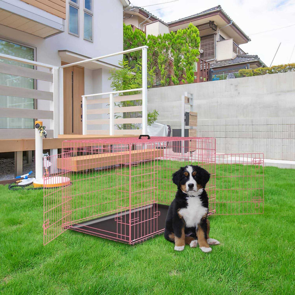 Large Metal Dog Crate Kennel with Divider T21529