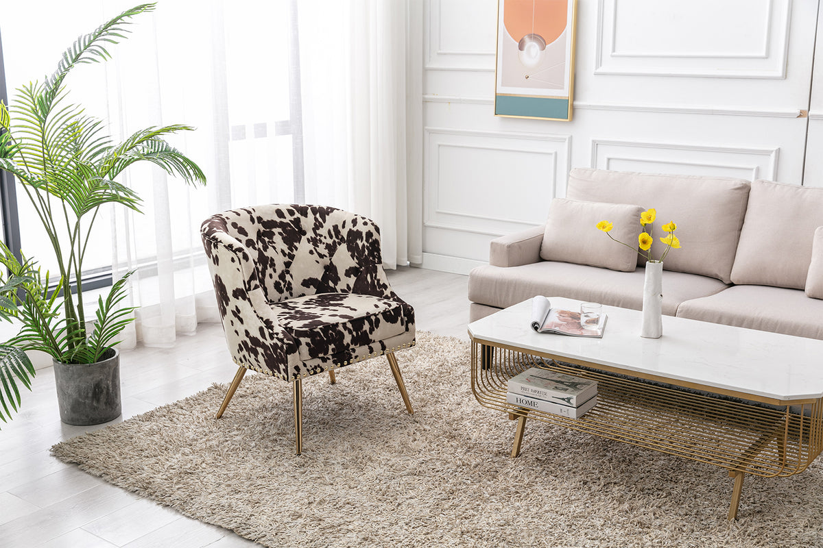 Modern Barrel Accent Chair, Velvet Curved Back Upholstered Single Sofa Club Chair with Button Tufting and Nailhead Trim H831584