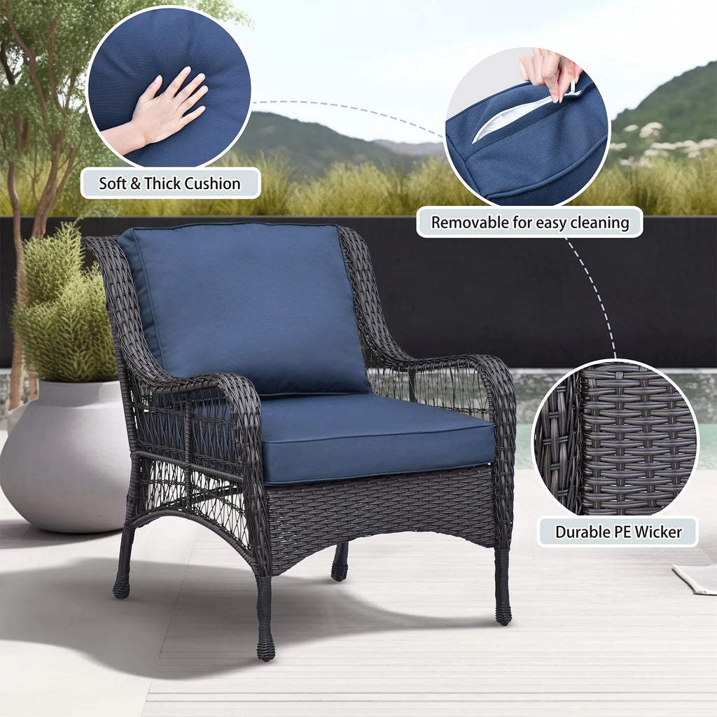 Navy Blue Outdoor Rattan Chairs Set of 2 Z6722