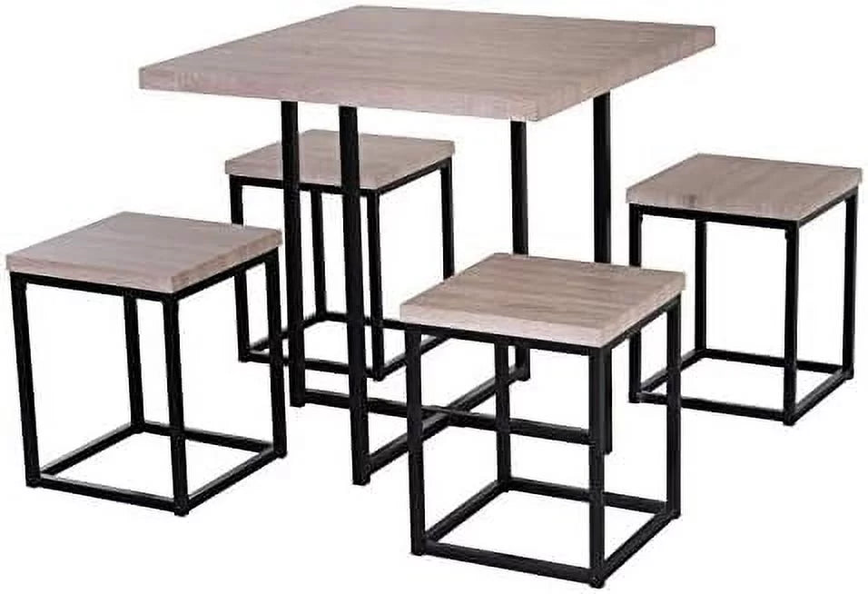 5 Piece Walnut Dining Table Set for 4 E71764