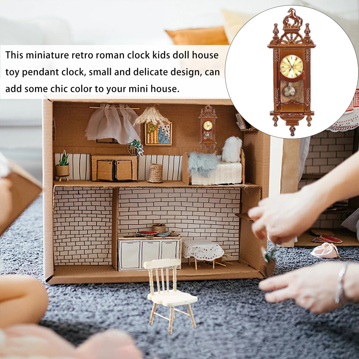 Metal Dollhouse Clock Furniture Miniature Toys N356438