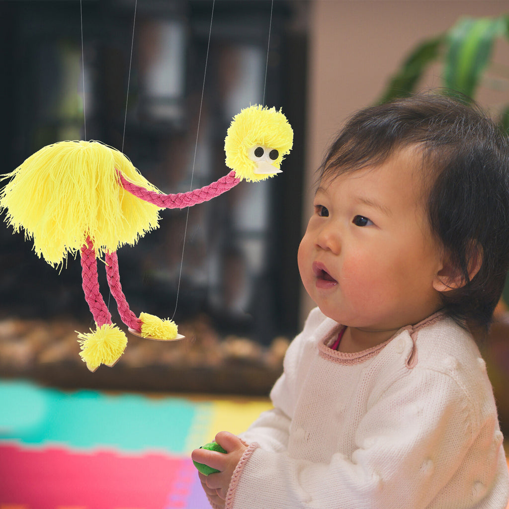 5PCS Pull String Plush Ostrich Marionette Toy (Yellow) W69789