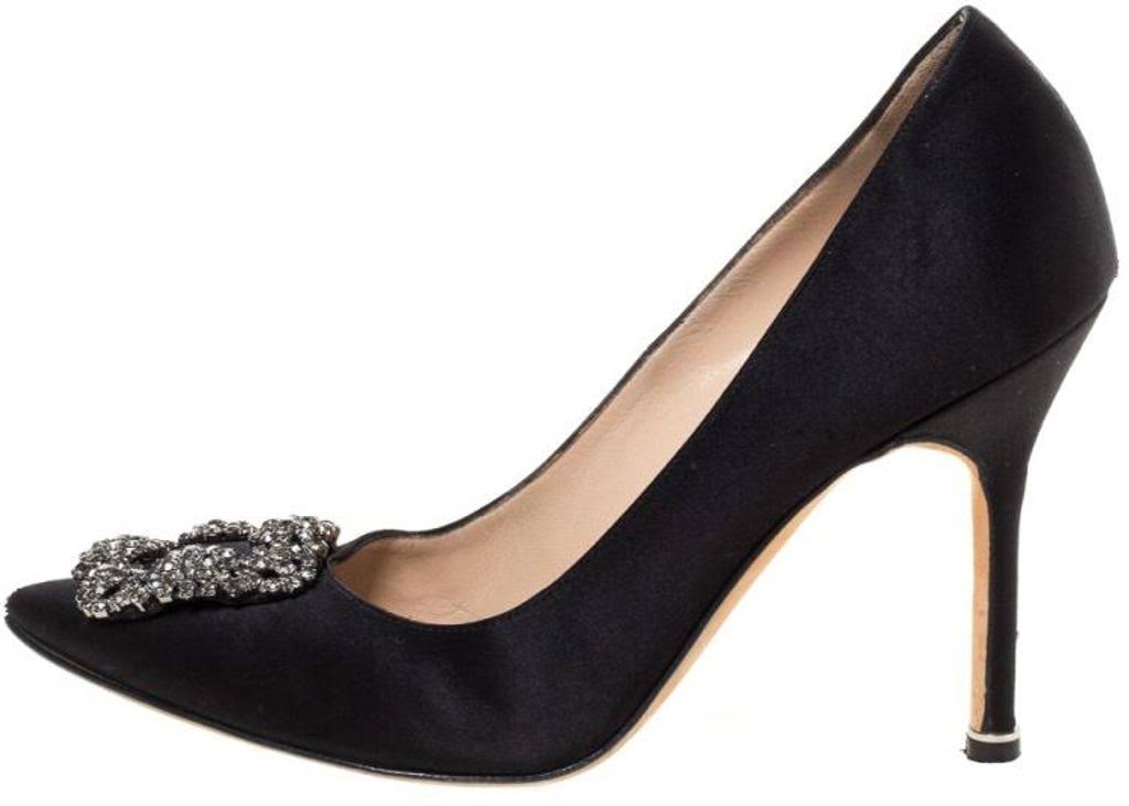 Black Satin Pump I1328