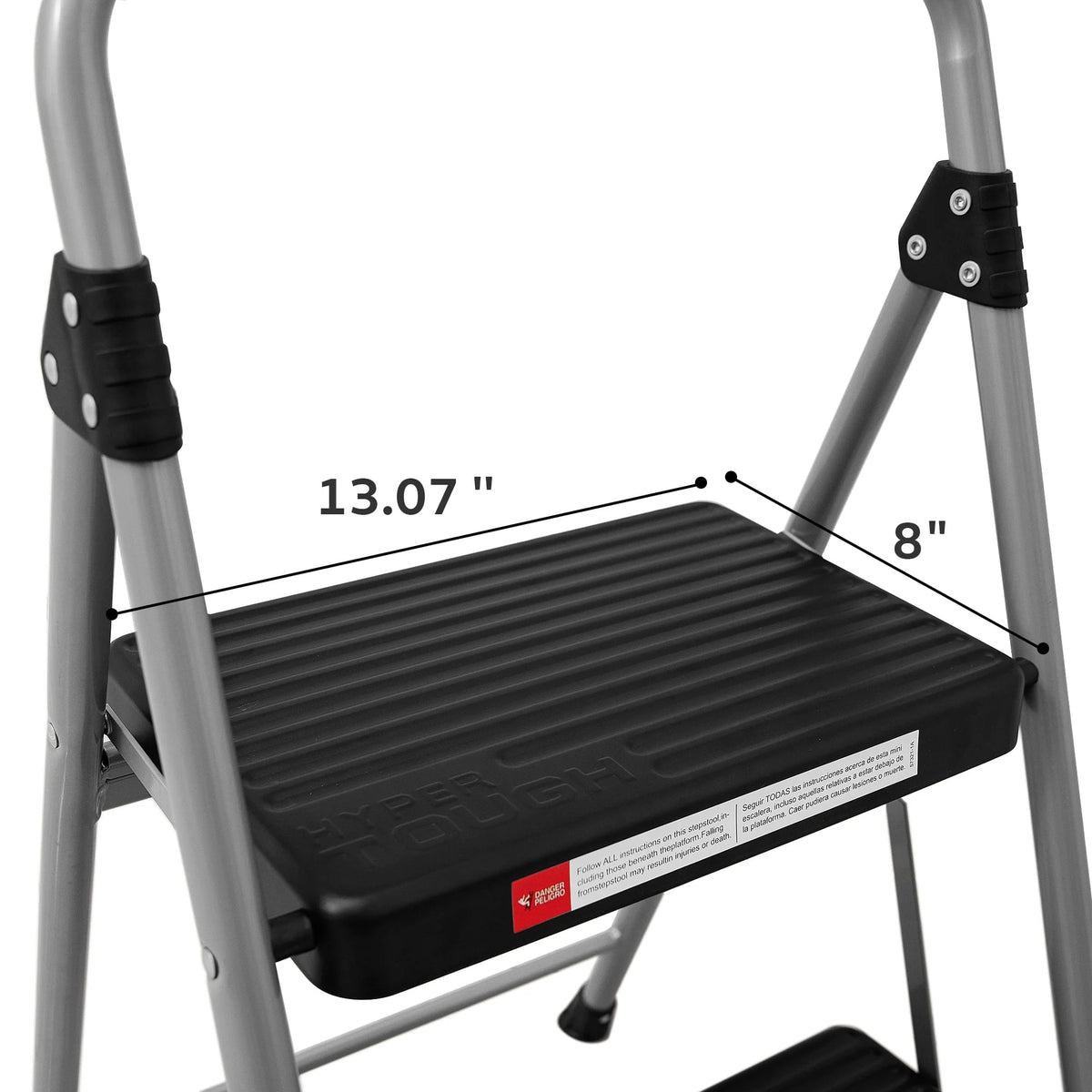 Gray & Black 2-Step Steel Foldable Step Stool V541413