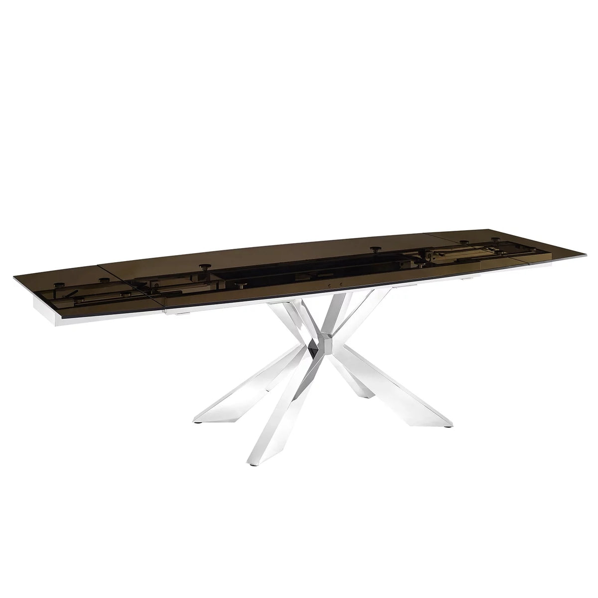Smoked Glass Dining Table With Stainless Steel Base S24154