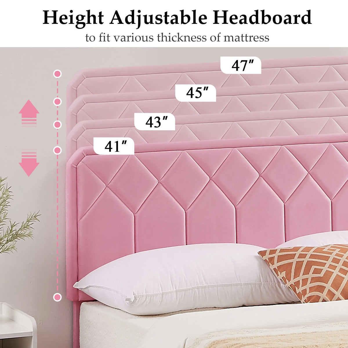Twin Size Upholstered Platform Bed Frame with Adjustable Headboard Q7477