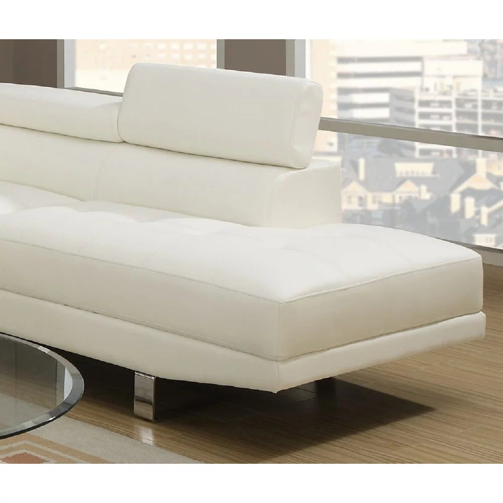 Faux Leather Sectional Sofa with Adjustable Headrest M906224