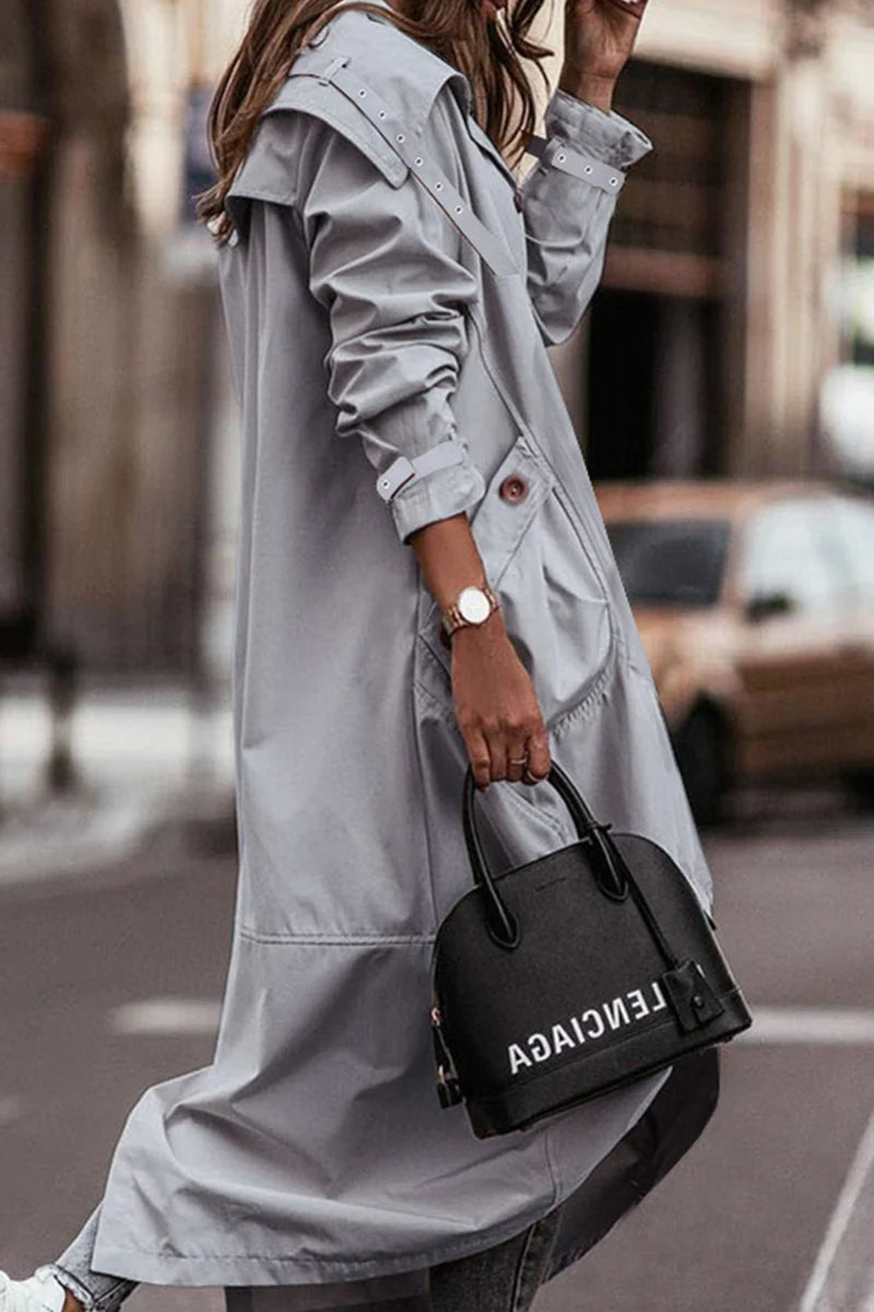 Solid Patchwork Turndown Collar Outerwear I361