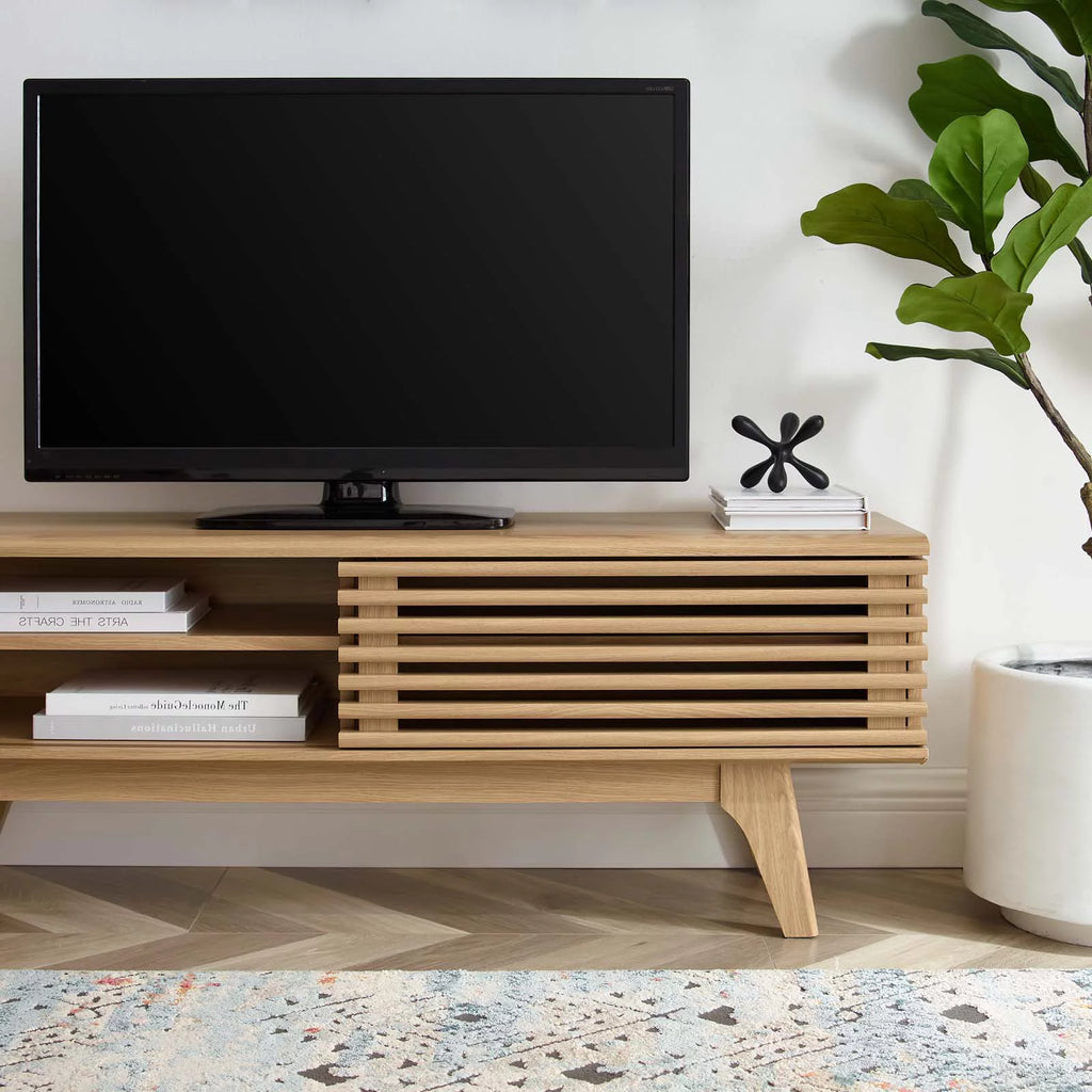Brown Oak Wood TV Stand Console Table X93623