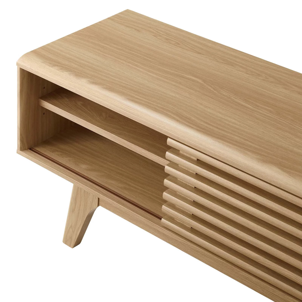 Brown Oak Wood TV Stand Console Table X93623