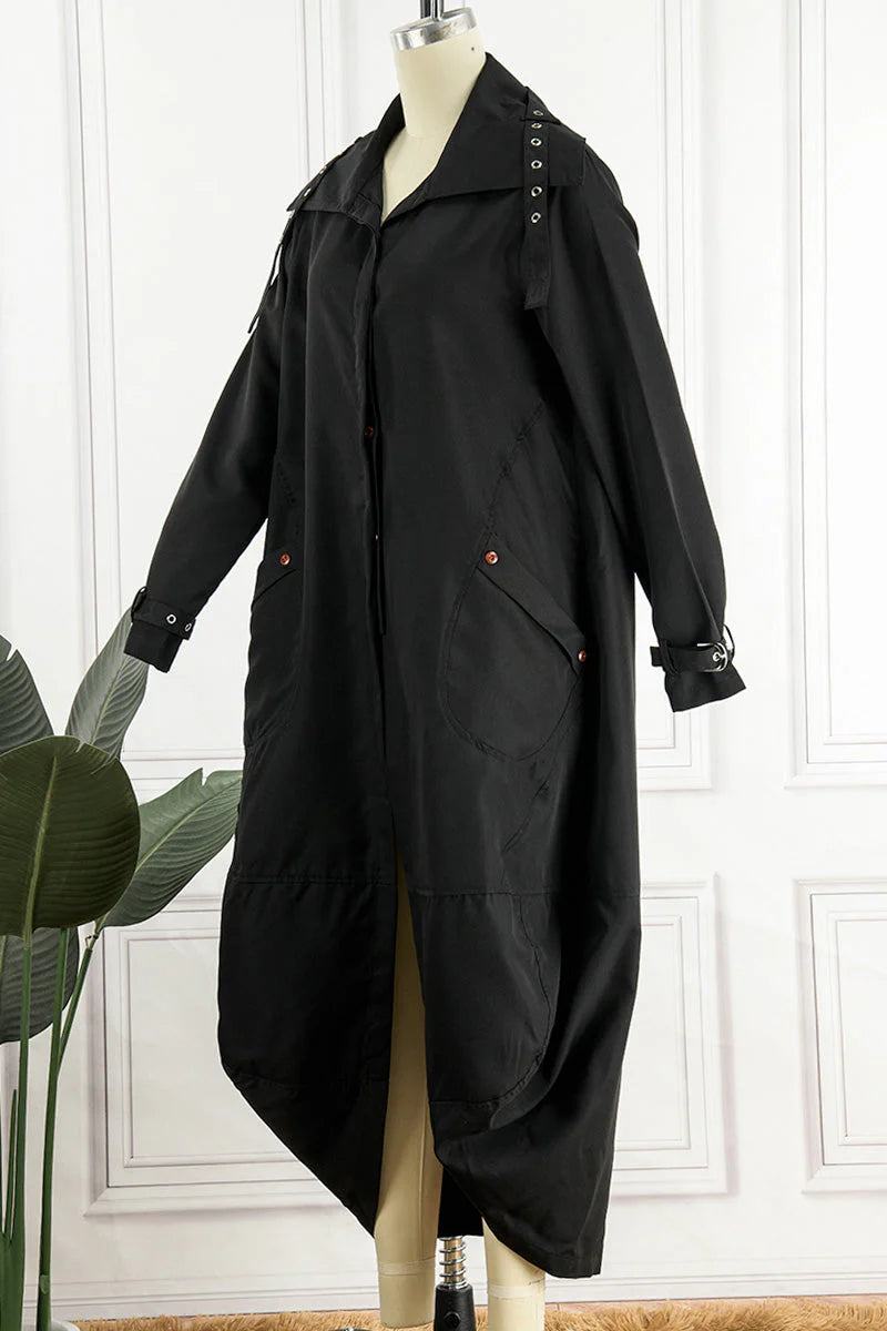 Solid Patchwork Turndown Collar Outerwear I361