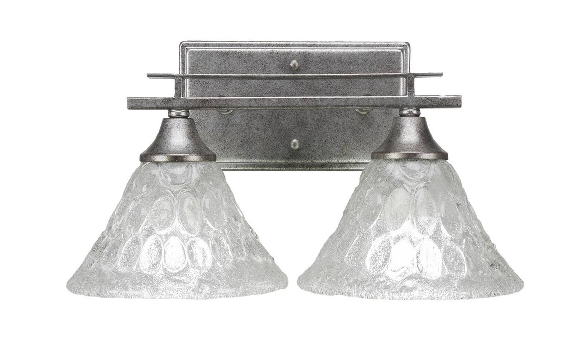 Two Light Bath Bar Aged Silver Finish with Italian Bubble Glass E378207