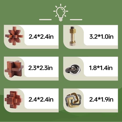 12pcs Wooden Metal Brain Teaser Puzzles S218717
