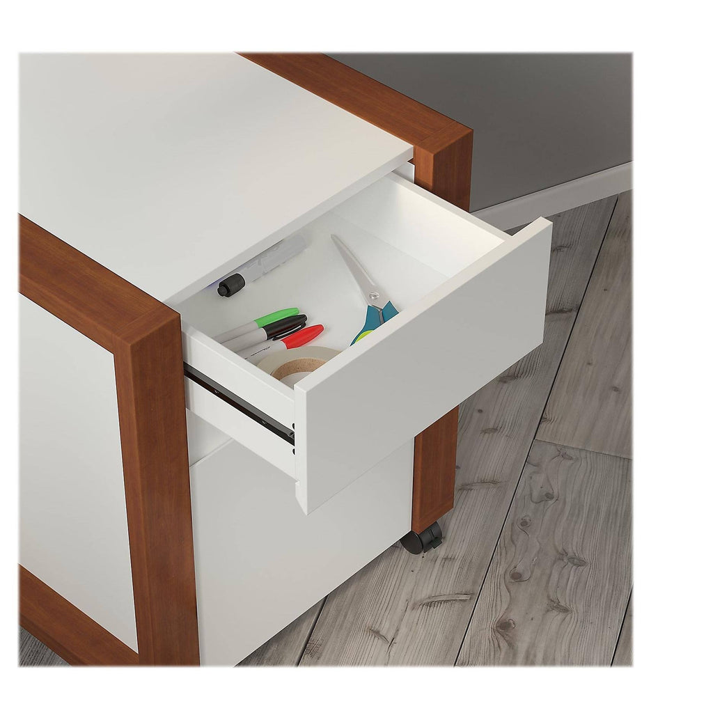White Writing Desk with 2 Drawer Mobile File Cabinet W121964