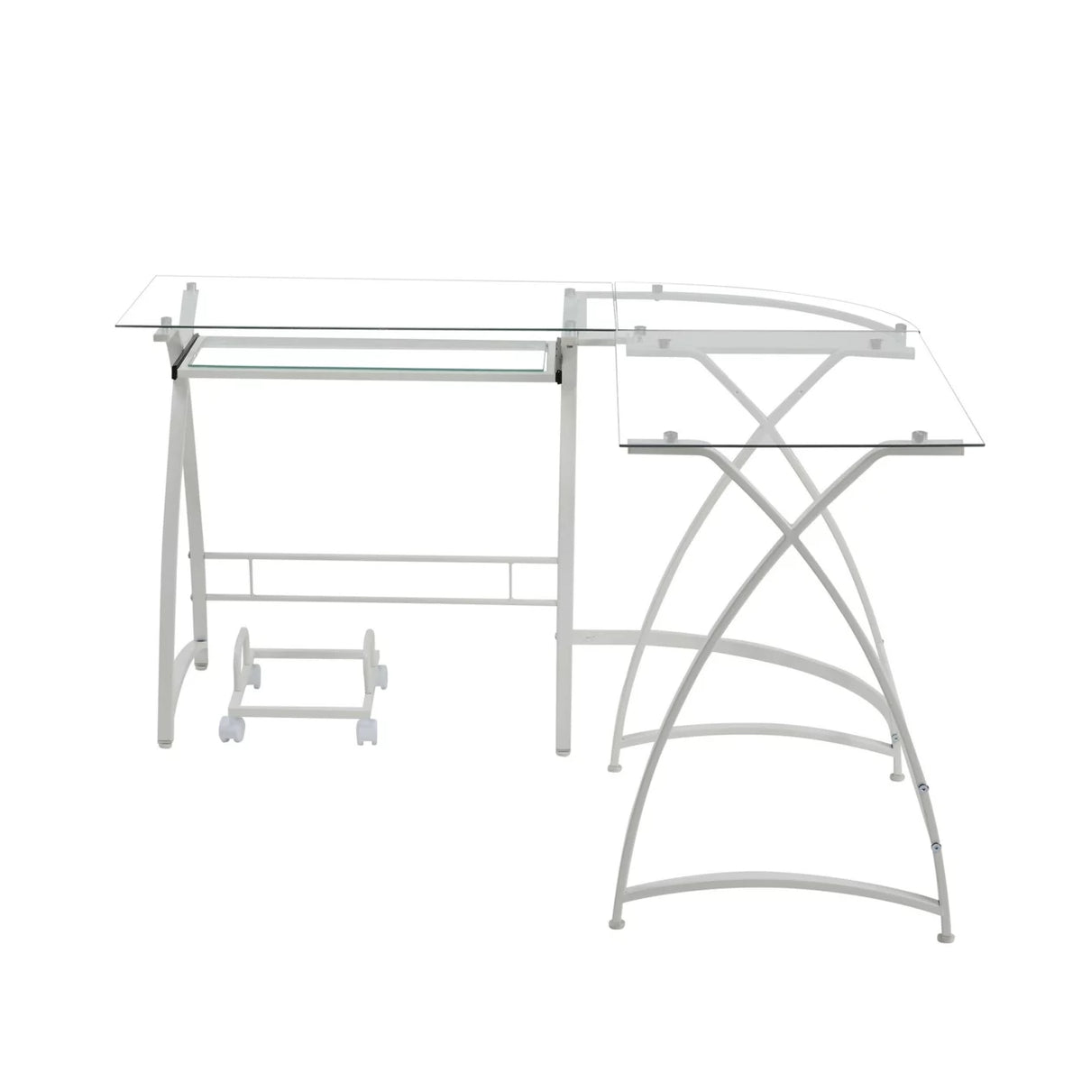 L Shape Computer Desk with CPU Holder and Casters, White H859