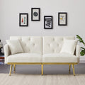 Modern Velvet Tufted Sofa Bed with Metal Legs 2 Pillows U971423