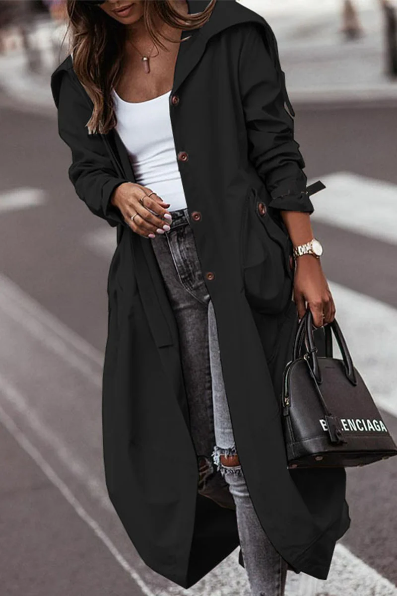 Solid Patchwork Turndown Collar Outerwear I361