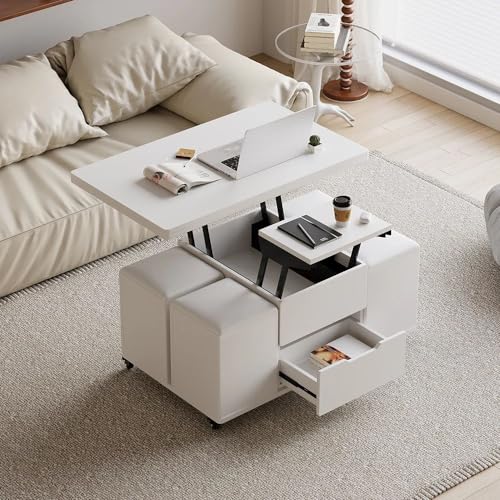 White Lift Top Coffee Table with Hidden Storage R45529